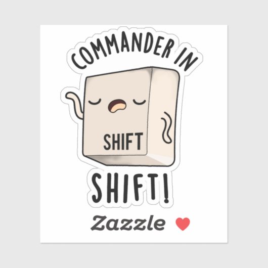 Commander in Shirt Funny Keyboard Pun Sticker (Vel)