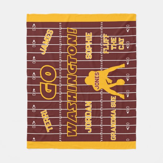 Commandeurs Football Bourgondië en Goud Fleece Deken (Voorkant)