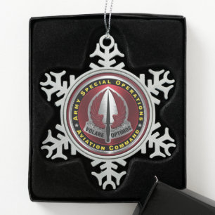 Commando bijzondere vluchtuitvoeringen tin sneeuwvlok ornament