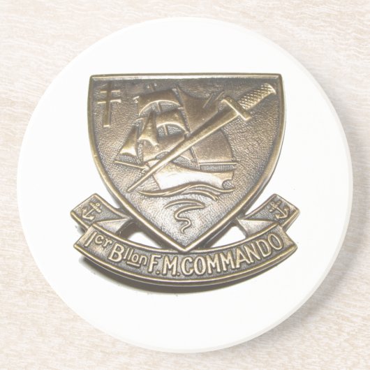 Commando Kieffer - Insigne 1BFMC Zandsteen Onderzetter (Voorkant)