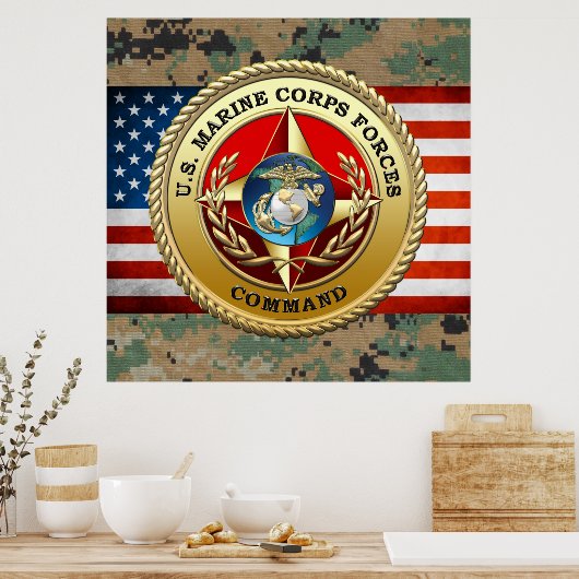 Commando Mariene Corps (MARFORCOM) [3D] Poster (Keuken)