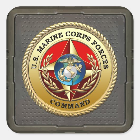 Commando Mariene Corps (MARFORCOM) [3D] Vierkante Sticker (Voorkant)