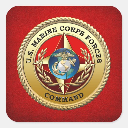 Commando Mariene Corps (MARFORCOM) [3D] Vierkante Sticker (Voorkant)