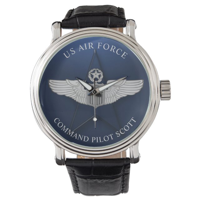 Commando Pilot Wings Gepersonaliseerde Gift Horloge (Voorkant)