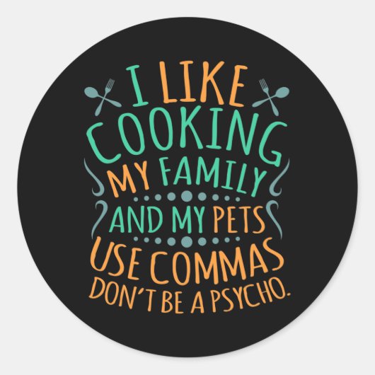 Commas English Language Teacher Teach Student Ronde Sticker (Voorkant)