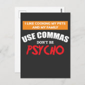 Commas Funny Grammar Engelse leraar gebruiken Briefkaart (Voorkant / Achterkant)