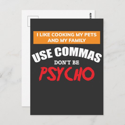 Commas Funny Grammar Engelse leraar gebruiken Briefkaart (Voorkant / Achterkant)