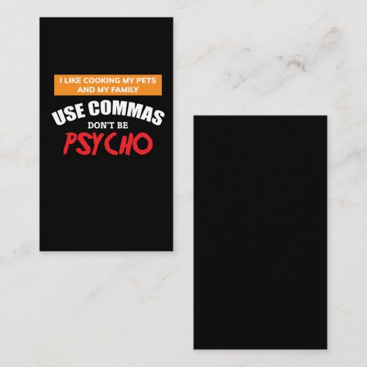 Commas Funny Grammar Engelse leraar gebruiken Visitekaartje (Voorkant / Achterkant)