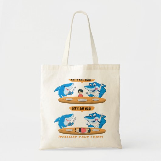 Commas Punctuation Shark Laat Eet Bob Grappig Enge Tote Bag (Voorkant)