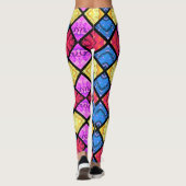 Commedia dell'Arte Harlequin Red Gold Blue Pink Leggings (Achterkant)