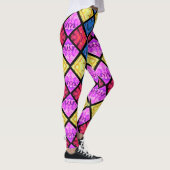 Commedia dell'Arte Harlequin Red Gold Blue Pink Leggings (Rechts)