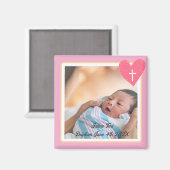 Commemorative Baptism Magnet - Christianity - Pink (Voorkant / Achterkant)
