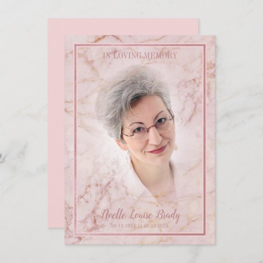 Commemorative Celebration of Life Pink Faux Marble (Voorkant / Achterkant)