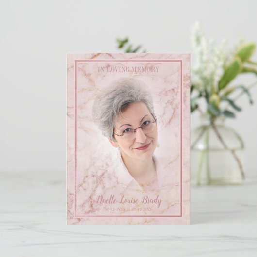 Commemorative Celebration of Life Pink Faux Marble (Staand voorkant)