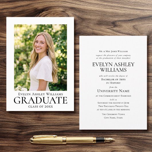 Commencement Ceremony Invitation Photo Card Kaart