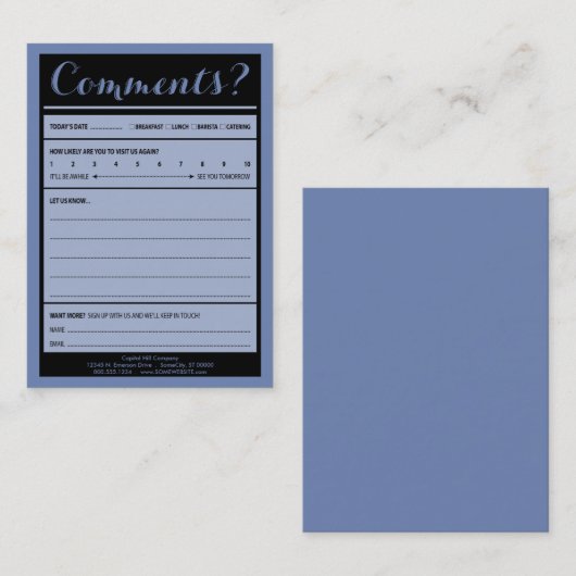 commentaarkaart koffiewinkel visitekaartje (Voorkant / Achterkant)