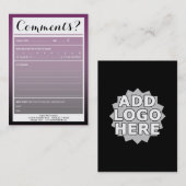 commentaarkaart voor mailinglijsten met logo visitekaartje (Voorkant / Achterkant)