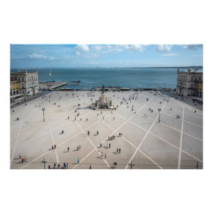 Commerce Square van bovenaf in Lissabon, Portugal Foto Afdruk