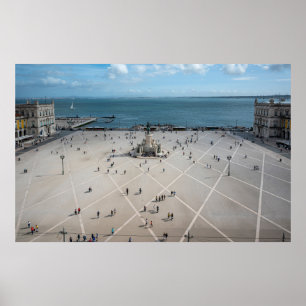 Commerce Square van bovenaf in Lissabon, Portugal Poster