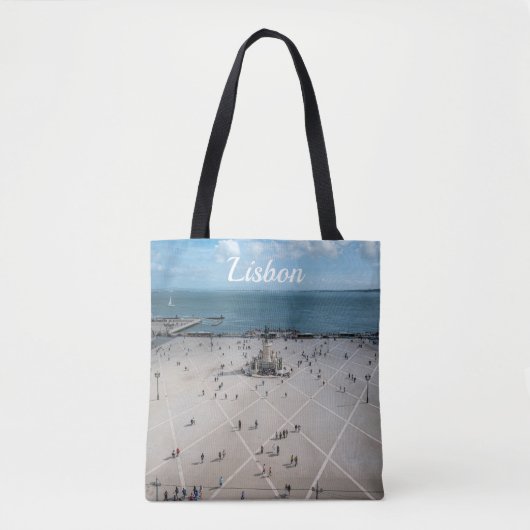 Commerce Square van bovenaf in Lissabon, Portugal Tote Bag (Voorkant)