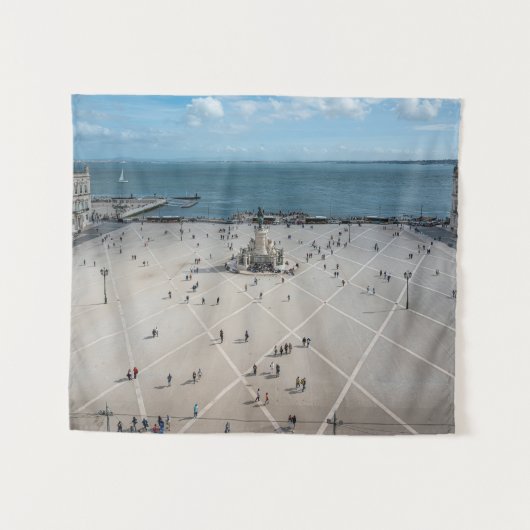 Commerce Square van bovenaf in Lissabon, Portugal Wandkleed (Voorkant (horizontaal))