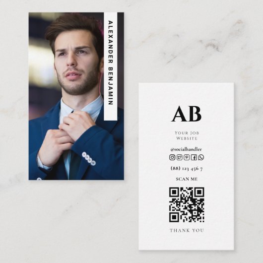 Commercial Banker Foto QR Code Visitekaartje (Voorkant / Achterkant)