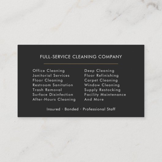 Commercial Cleaning Visitekaartje (Achterkant)