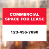 Commercial Space for Lease Phone Number Red White Raamsticker (Vel 2)
