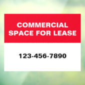 Commercial Space for Lease Phone Number Red White Raamsticker (Vel 3)
