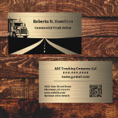 Commercial Truck Driver and Highway QR Code Gold Visitekaartje