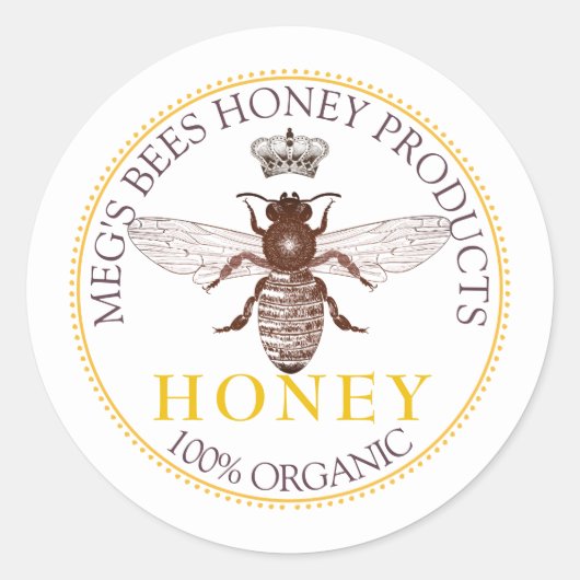 Commercieel honingproductetiket imker bijenstal ronde sticker (Voorkant)