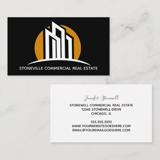Commercieel onroerend goed Agent Chic Custom Black Visitekaartje (Voorkant / Achterkant)