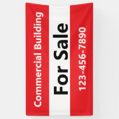Commercieel pand te koop Rood Zwart en Wit Spandoek (Verticaal)