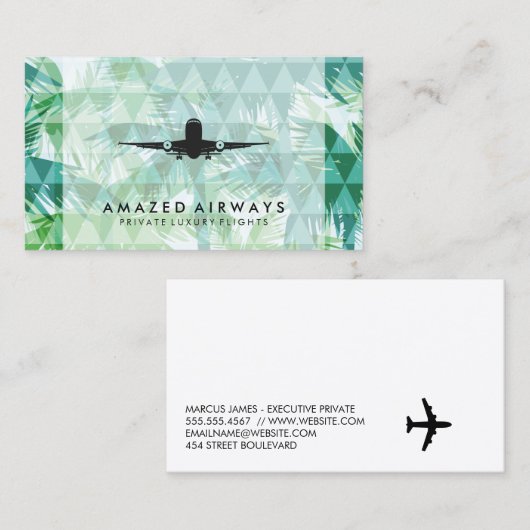 Commercieel vliegtuig | Geometrische palmbomen Visitekaartje (Voorkant / Achterkant)