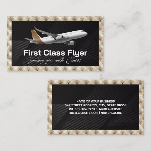 commercieel vliegtuig | getuft luxe kussen visitekaartje (Voorkant / Achterkant)