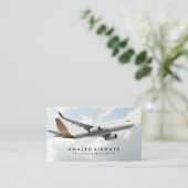 Commercieel vliegtuig in de lucht visitekaartje (Staand voorkant)