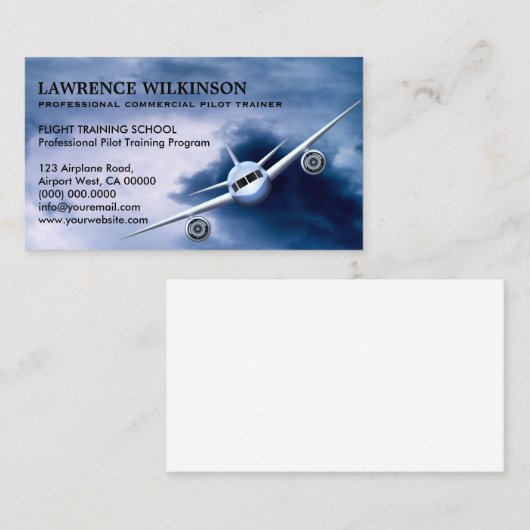 Commercieel Vliegtuig in Sky Aviation Visitekaartj Visitekaartje (Voorkant / Achterkant)