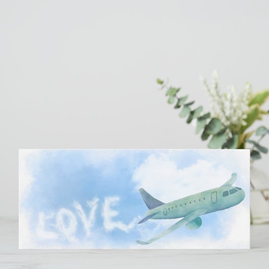 Commercieel vliegtuig Love Jet Stream Travel Weduw Save The Date (Staand voorkant)