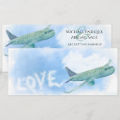 Commercieel vliegtuig Love Jet Stream Travel Weduw Save The Date (Voorkant / Achterkant)