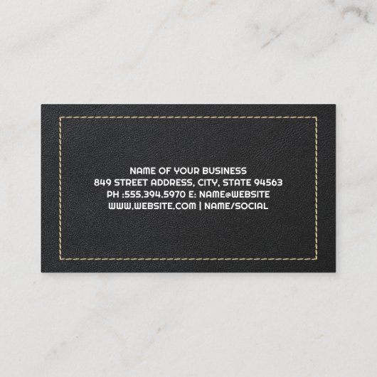 commercieel vliegtuig | Stijl met leren stiksels Visitekaartje (Achterkant)