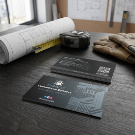 Commerciële Aannemers | Donker Minimalistisch Visitekaartje