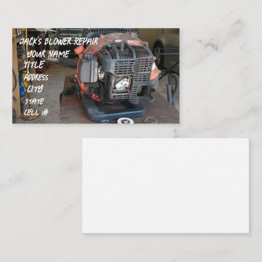 Commerciële bladblazer reparatie visitekaartje (Voorkant / Achterkant)