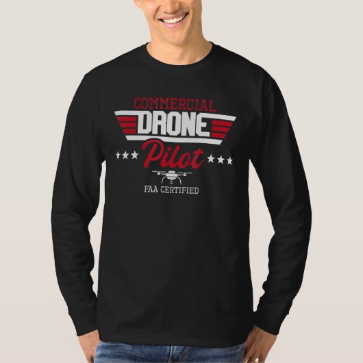 Commerciële Drone Pilot Aviator Quadcopter FAA CER T-shirt (Voorkant)