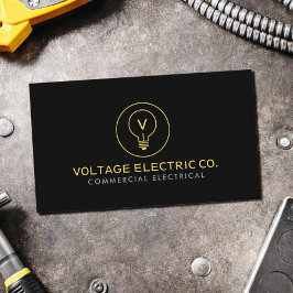 Commerciële elektricien professioneel zwart visitekaartje