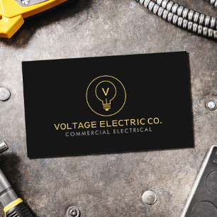 Commerciële elektricien professioneel zwart visitekaartje