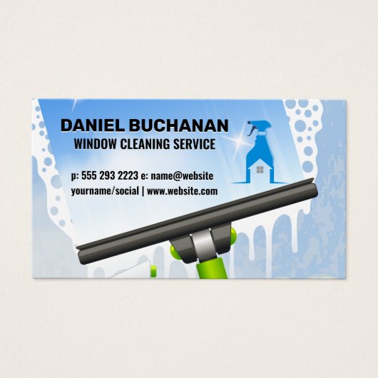 Commerciële en Home Window Cleaners Visitekaartje (Voorkant)