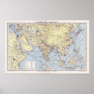 Commerciële handelsroutes   Zuid-Azië Poster