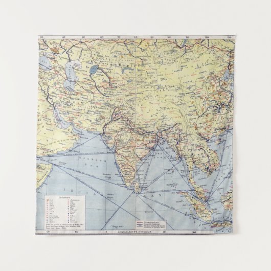Commerciële handelsroutes | Zuid-Azië Wandkleed (Voorkant)