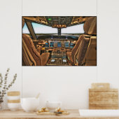 Commerciële jet airliner cockpit achtergrond poster (Keuken)