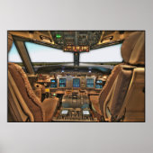 Commerciële jet airliner cockpit achtergrond poster (Voorkant)